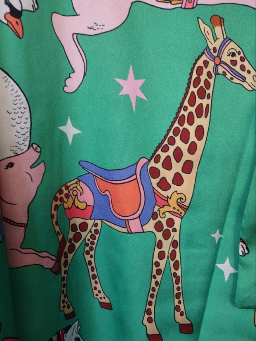 Karen Mabon Carousel Satin Pajama Set Medium M Whimsical Luxury Sleepwear.NWTS - Picture 7 of 15